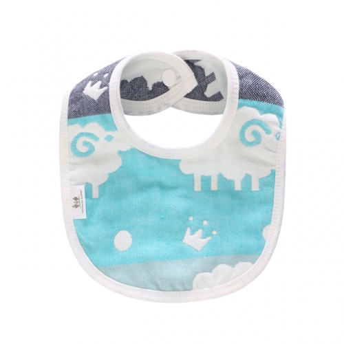 Baberos para bebés, tela de eructo para bebés de 6 capas con diseño impreso reversible, baberos de dentición para bebés con broche (10.8 `` x7.8 '')